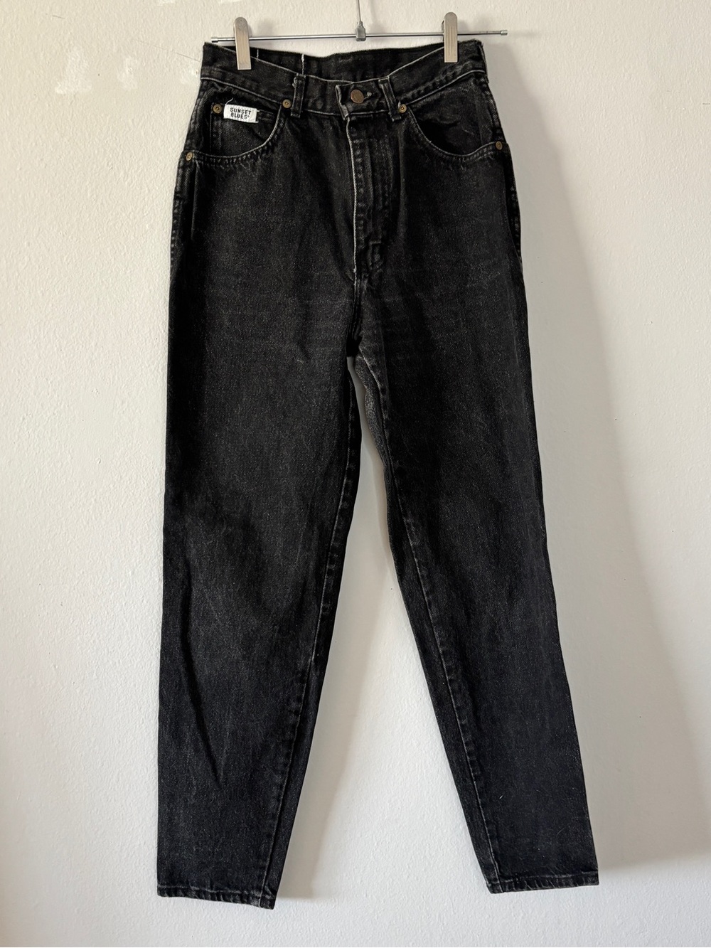Vintage 90s Sunset Blues Charcoal Grey High Rise Straight Leg Mom Jeans